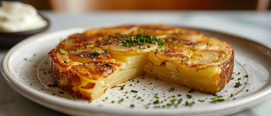 Wall Mural - Savory Gourmet Potato Gratin Dish Served on a Plate