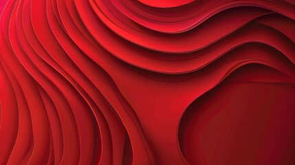 Canvas Print - Abstract Red Curved Shapes With Depth and Dimension