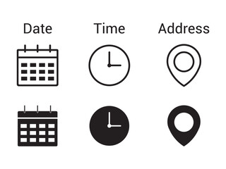 Poster - Time, location, date, and contact us icon set,  Contact us glyph icons.
