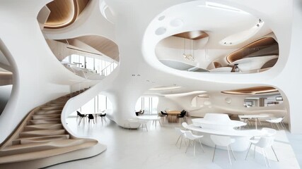 Poster - Futuristic office white interior design