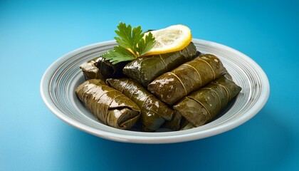 Turkish stuffed dish dolma on blue background