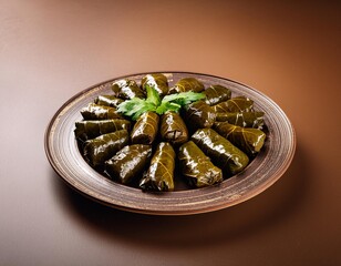 Wall Mural - Turkish stuffed dish dolma on brown background