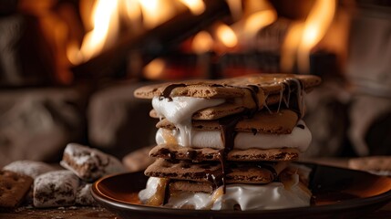 Poster - homemade marshmallow s'mores with chocolate