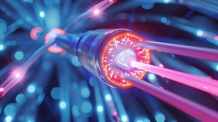 A blue and red wire with a red heart in the middle