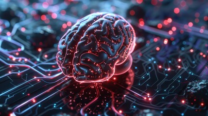 A brain is shown on a computer chip