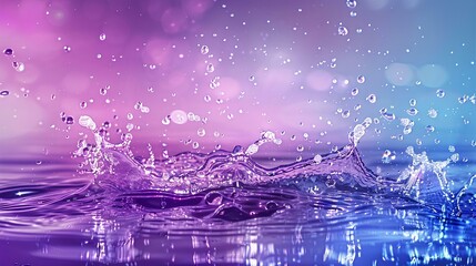 Water splashing, pink and purple gradient background, mobile wallpaper