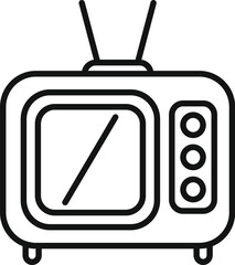 Wall Mural - Simple line icon of a vintage television with antennae, representing nostalgic broadcasting and classic entertainment