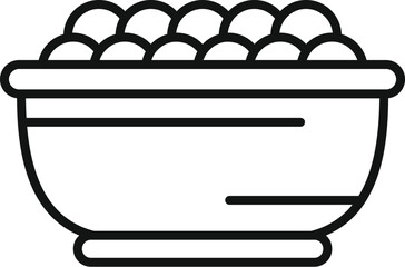 Sticker - Line art icon of a bowl full of round candies, perfect for projects about halloween, trick or treating, or sharing sweets