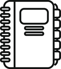 Poster - Simple line drawing of a personal closed notebook with a bookmark ribbon, suggesting organization and planning