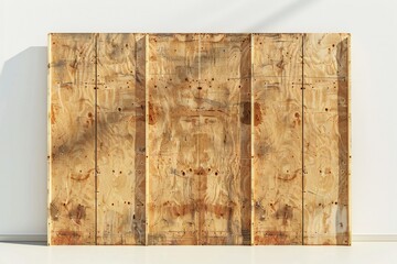 Freestanding plywood stud wall isolated on white background Generative Ai