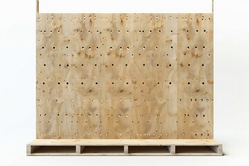 Wall Mural - freestanding plywood stud wall isolated on white background generative ai