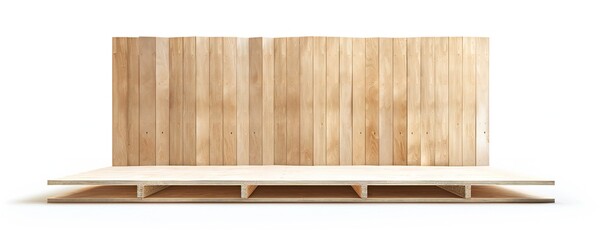 Wall Mural - freestanding plywood stud wall isolated on white background generative ai