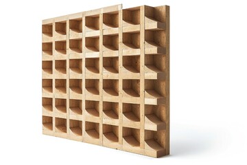 Wall Mural - Freestanding plywood stud wall isolated on white background Generative Ai