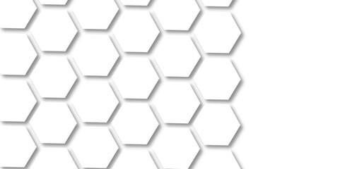Wall Mural - Abstract white background with hexagon and hexagonal background. Luxury white pattern with hexagons. abstract 3d hexagonal background with shadow. 3D futuristic abstract honeycomb mosaic background.
