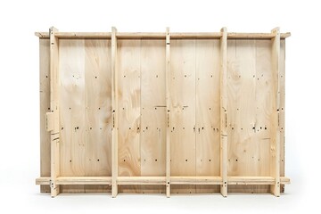 Wall Mural - freestanding plywood stud wall isolated on white background generative ai