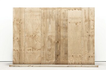 Wall Mural - freestanding plywood stud wall isolated on white background generative ai