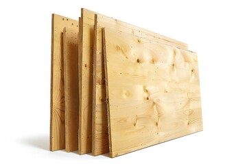 Wall Mural - freestanding plywood stud wall isolated on white background generative ai