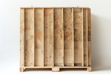 Wall Mural - freestanding plywood stud wall isolated on white background generative ai