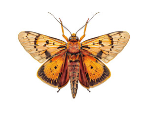 A large orange and black butterfly with a white wing