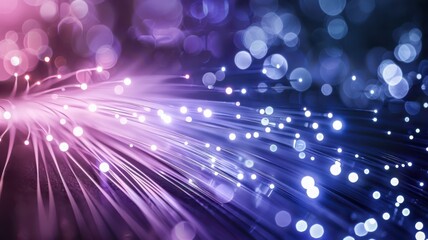 A purple and blue image of a lighted wire with many small dots