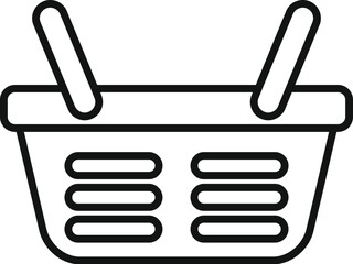 Sticker - Simple line art icon of an empty shopping basket, ready to be filled with goods