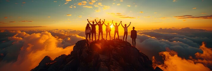 A group of people are hiking up a mountain