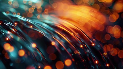 Wall Mural - A blurry image of a wire with a lot of glowing dots