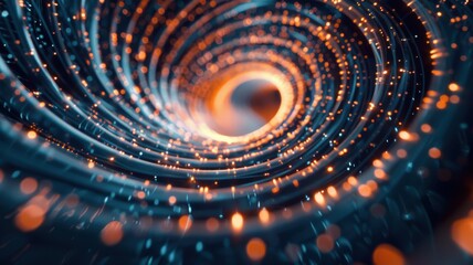 Wall Mural - A spiral of light and dark blue and orange colors