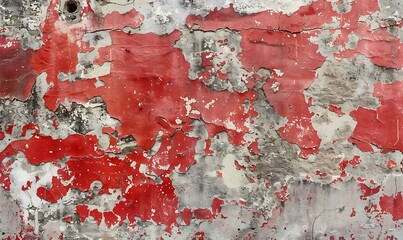 Wall Mural - Grunge wall with red peeling paint. Abstract background