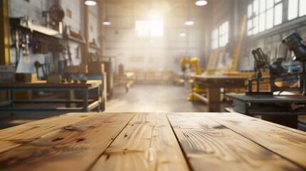 Wall Mural - Wooden Table in a Workshop - Industrial Interior Design