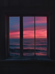 Wall Mural - Ocean Sunset Viewed Through a Window