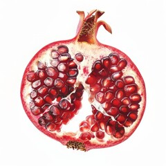 Wall Mural - A Half-Eaten Pomegranate with Seeds and Juicy Pulp