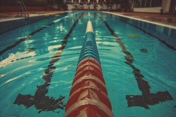 Wall Mural - Top View of Swimming Pool with Racing Lane Dividers in 