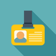 Poster - yellow id card is hanging on a lanyard, displaying a person's photo and identification details