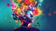 © fivan - A person with a colorful explosion of ideas and symbols around their head