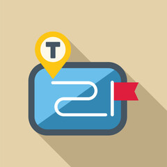 Poster - Gps navigation system is showing the route to a public transport stop, marked with a pin