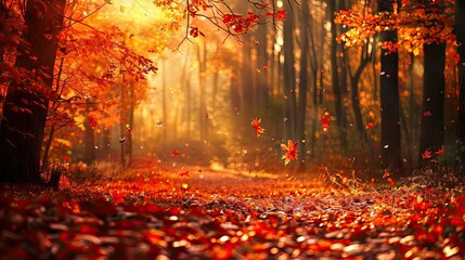 forest ablaze with autumn colors, where rustling leaves and crisp air awaken a sense of nostalgia an