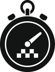 Poster - Black and white icon of a stopwatch with a taxi sign and a moving hand