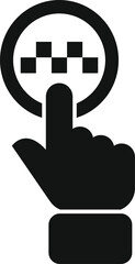Poster - hand pushing taxi button icon in simple style on a white background