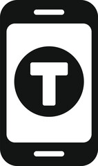 Poster - Simple, modern smartphone is displaying the letter t on the screen, representing texting and communication in the digital age