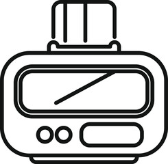 Poster - line drawing of a vintage clock radio with an antenna, evoking nostalgia for a bygone era of technol