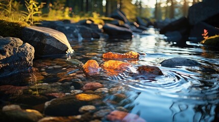 Wall Mural - A significant flow of water in a small river 