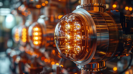 Poster - Advanced Quantum Computing CPU Processor with Intelligent Qubit Technology in Modern High-Tech Environment at Night - Futuristic Machine Learning and AI Concept