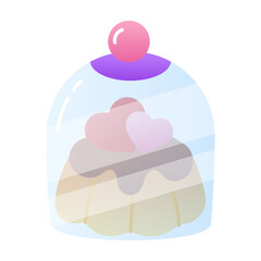 Poster - A flat icon of valentine dessert covered with glass lid 