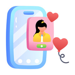 Poster - An icon of matchmaking app in flat style 