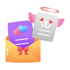 Poster - Love letter in envelope, flat style icon 