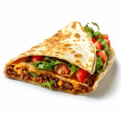 Wall Mural - A crunchy crunchwrap, Mexican food element, realistic 3D render, isolated on white background