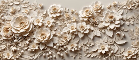 Aufkleber - Digital art piece that appears to be made paper similar floral d