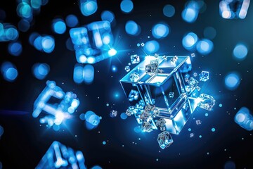 Poster - A unique shot of abstract 3D cube shaped glass