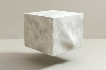 Poster - Futuristic flying cube in empty space.